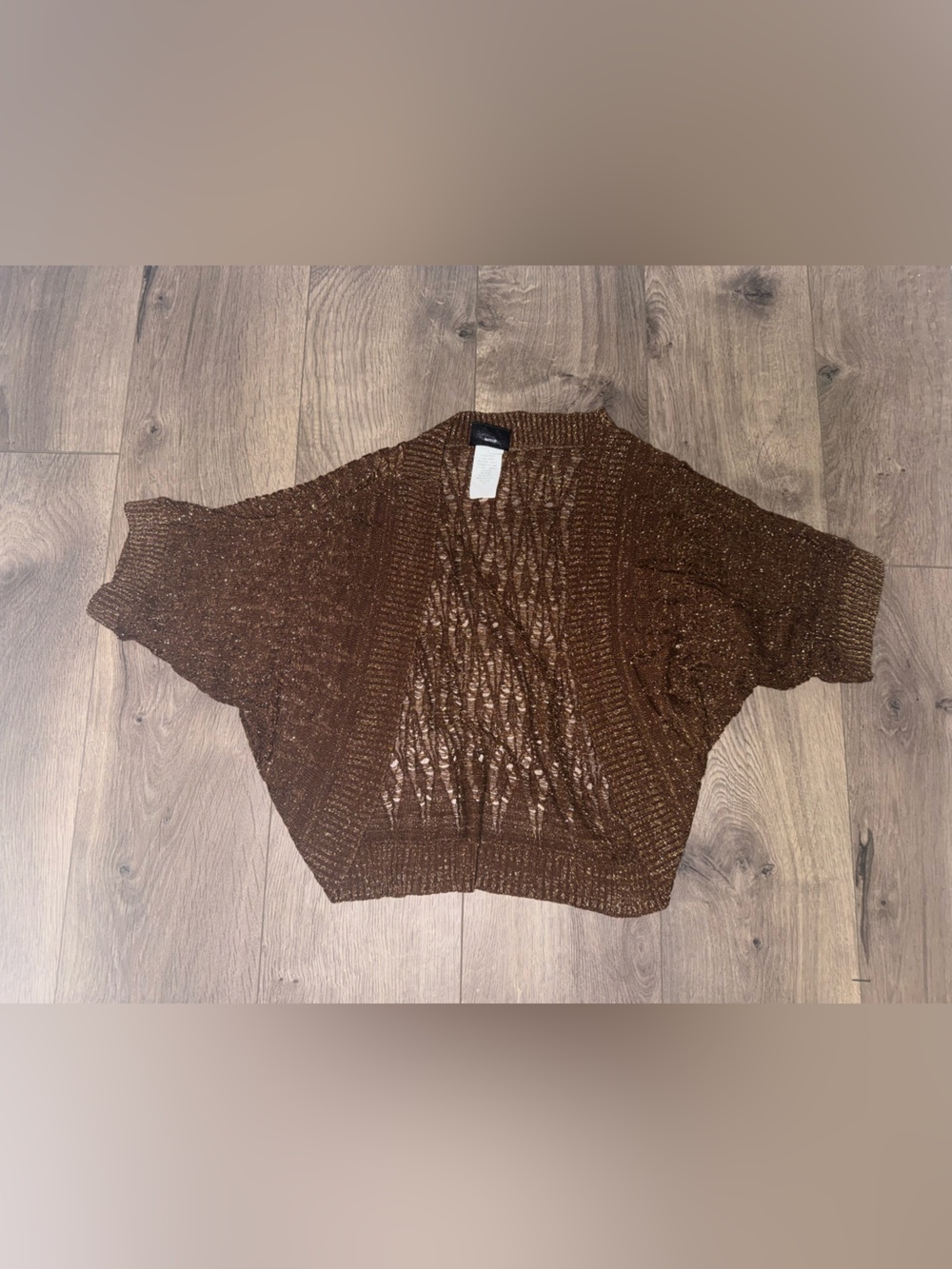 Frederick's of Hollywood Brown Open-Knit Dolman Sleeve Sweater